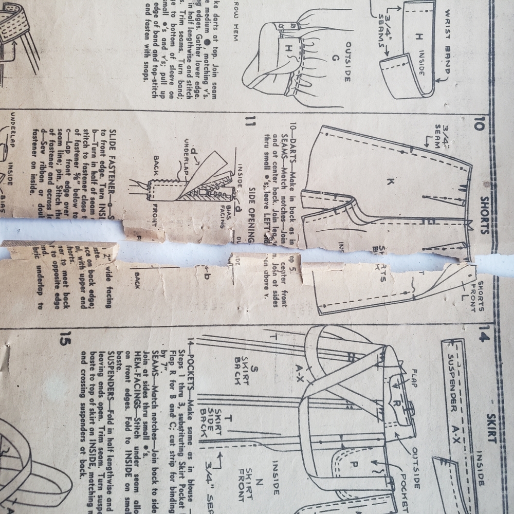 1930s Vintage 34" Bust Simplicty 3380 Short Suspender Skirt Top Sewing Pattern - Picture 7 of 10